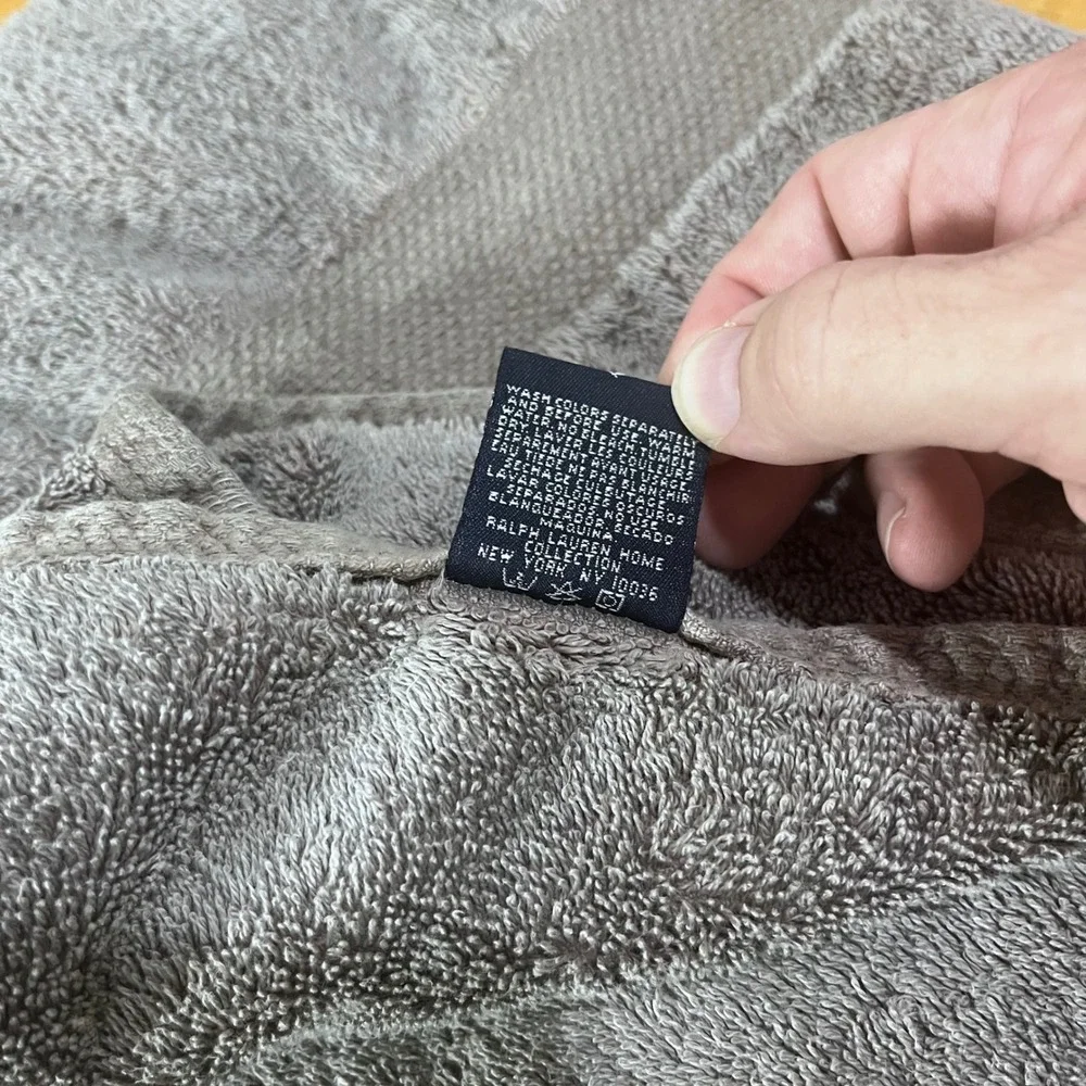 Ralph Lauren Brown Cotton Bath Towel Vtg Made in USA Dobby Border 52x31